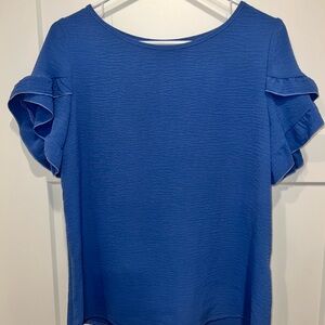 SHEIN Royal Blue Ruffle Sleeve Blouse